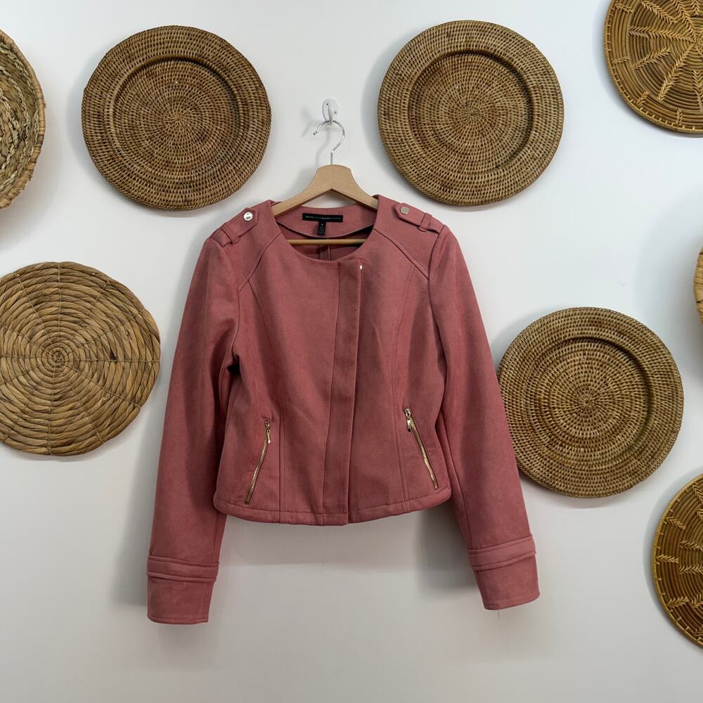 White House Black Market Pink Faux Suede Jacket Medium